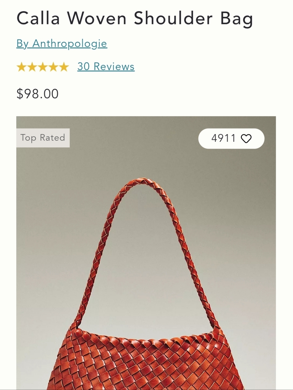 Anthropologie Calla Woven Shoulder Bag in Tan